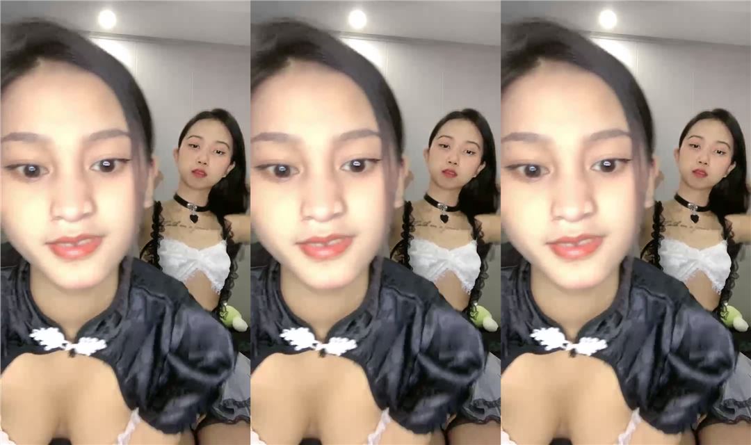 美少女姐妹花！女女激情大秀！情趣女仆装，互摸调情，跳蛋玩穴，一起翘屁股，自摸揉穴，娇喘呻吟